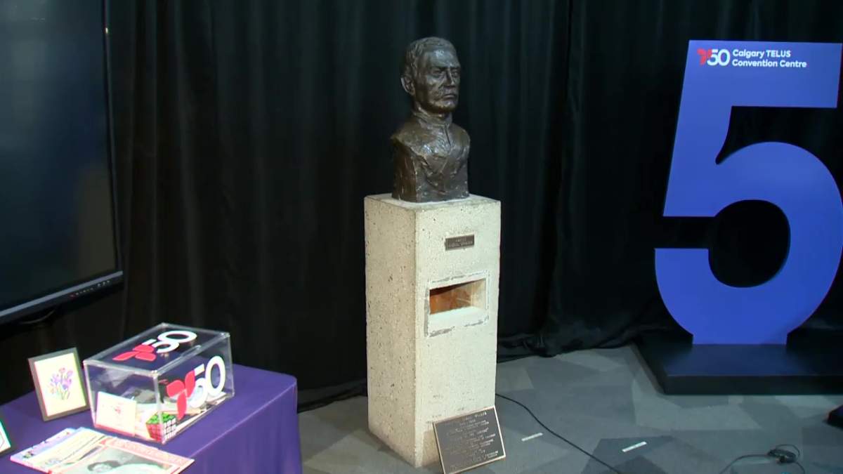 A statue of Col. James Walker, where a time capsule was discovered hidden inside of it, June 3 2024.