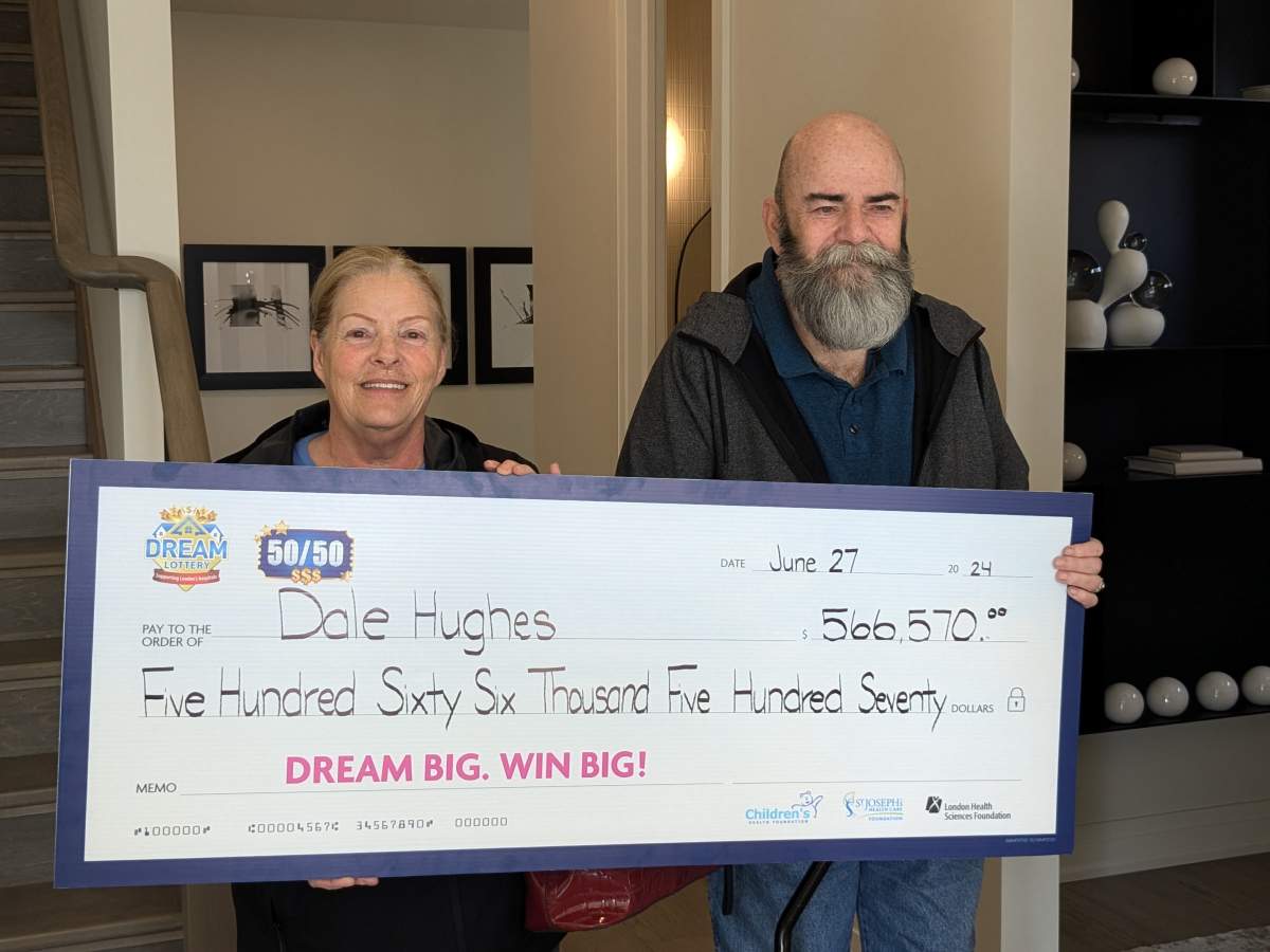 Londoners Andrew and Dale Hughes were the winners of the 50/50 draw, taking home nearly $570,000.