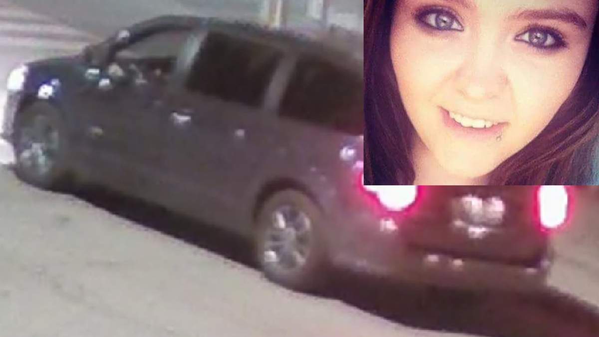 Photo of a Dodge Grand Caravan, granite in colour with an insert photo of 27-year-old Jessica Lynn St. Jules from Hamilton, Ont.