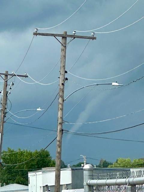 A funnel cloud can be seen in Moose Jaw around 10 a.m. Friday.
