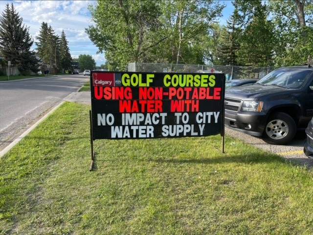 A sign outside the Lakeview Golf Course in southwest Calgary.