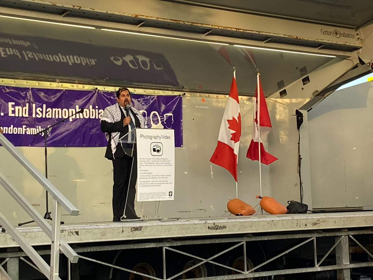 London lawyer Nawaz Tahir urged the crowd to hold their elected officials accountable.