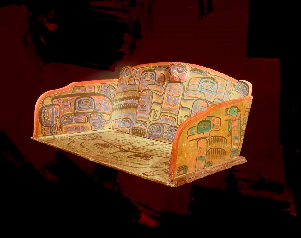 Members of the Heiltsuk Nation on British Columbia's central coast are celebrating the first steps in the repatriation process for an elaborately carved chief's seat, shown in a handout photo. A statement issued by the nation says a blessing and repatriation ceremony took place Friday at the Royal BC Museum and Archives, where Heiltsuk leaders, archeology specialists, and family members gathered to receive the seat carved around 1900 by renowned artist and chief Captain Richard Carpenter. 