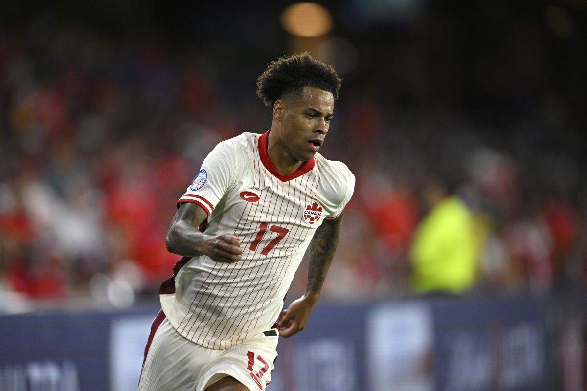 Canada striker Tajon Buchanan (17) during the second half of a Copa America Group A soccer match against Chile, Saturday, June 29, 2024, in Orlando, Fla.