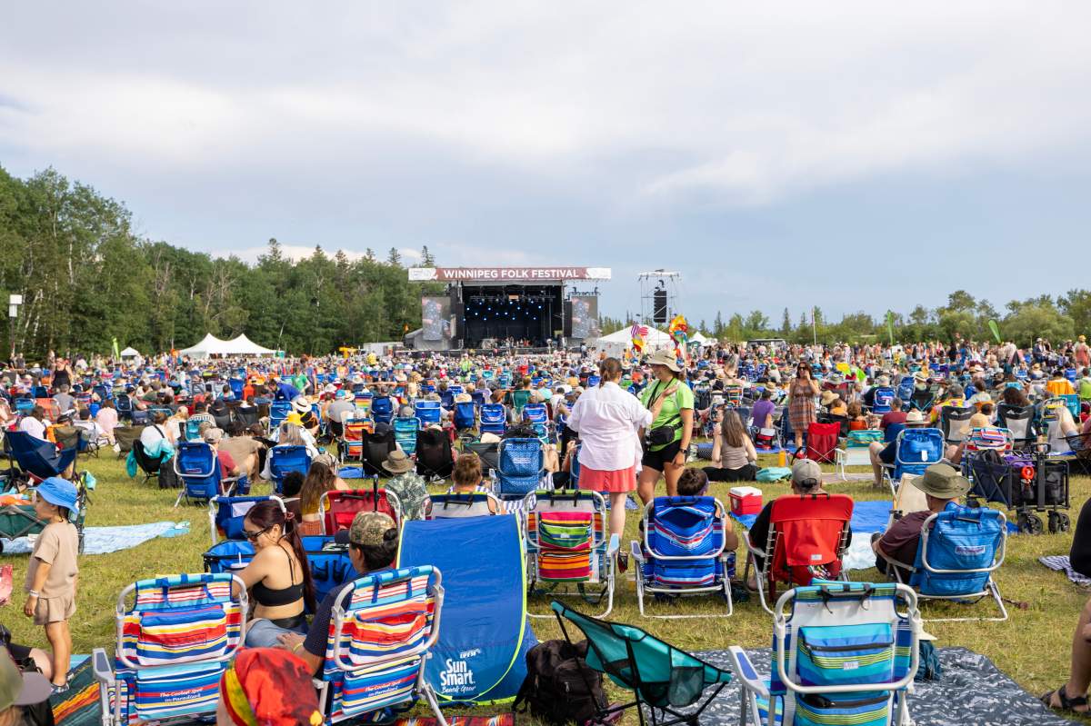 The crowd and main stage at the 2024 Winnipeg Folk Festival.