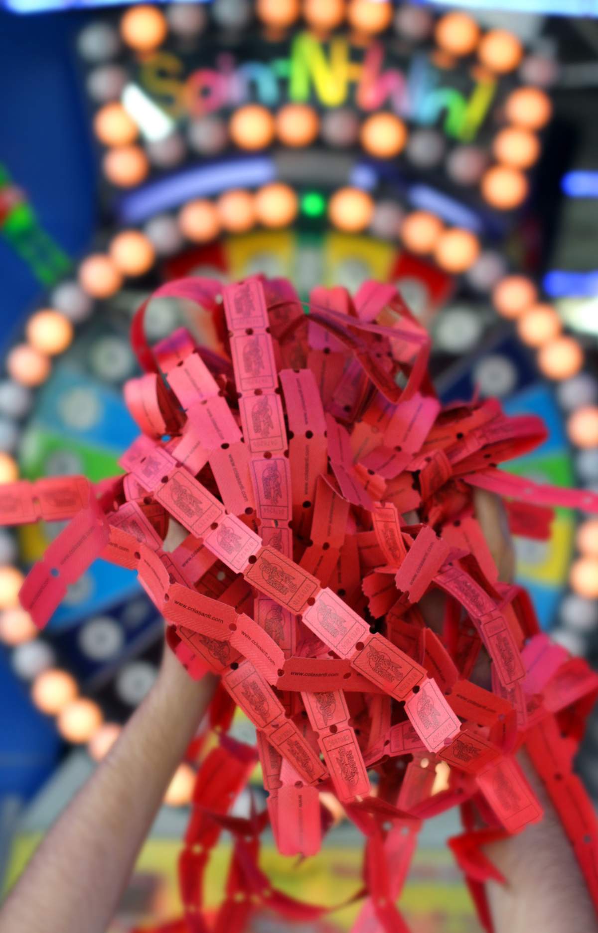 Tickets from the arcade at Colasanti's Tropical Gardens.