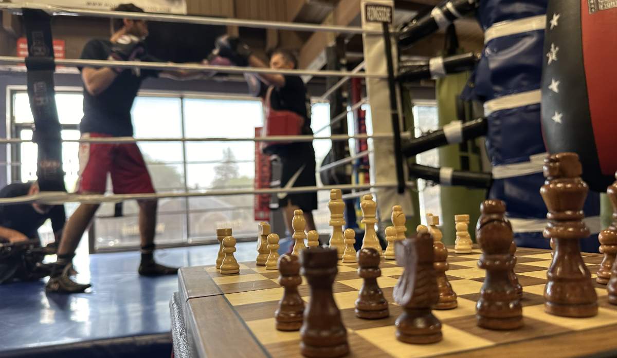 Zabih Davary-Diaz trains for an upcoming international competition in chess boxing.