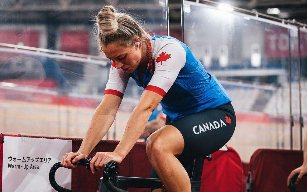 Photo of Kelsey Mitchell training for Paris Olympics 2024