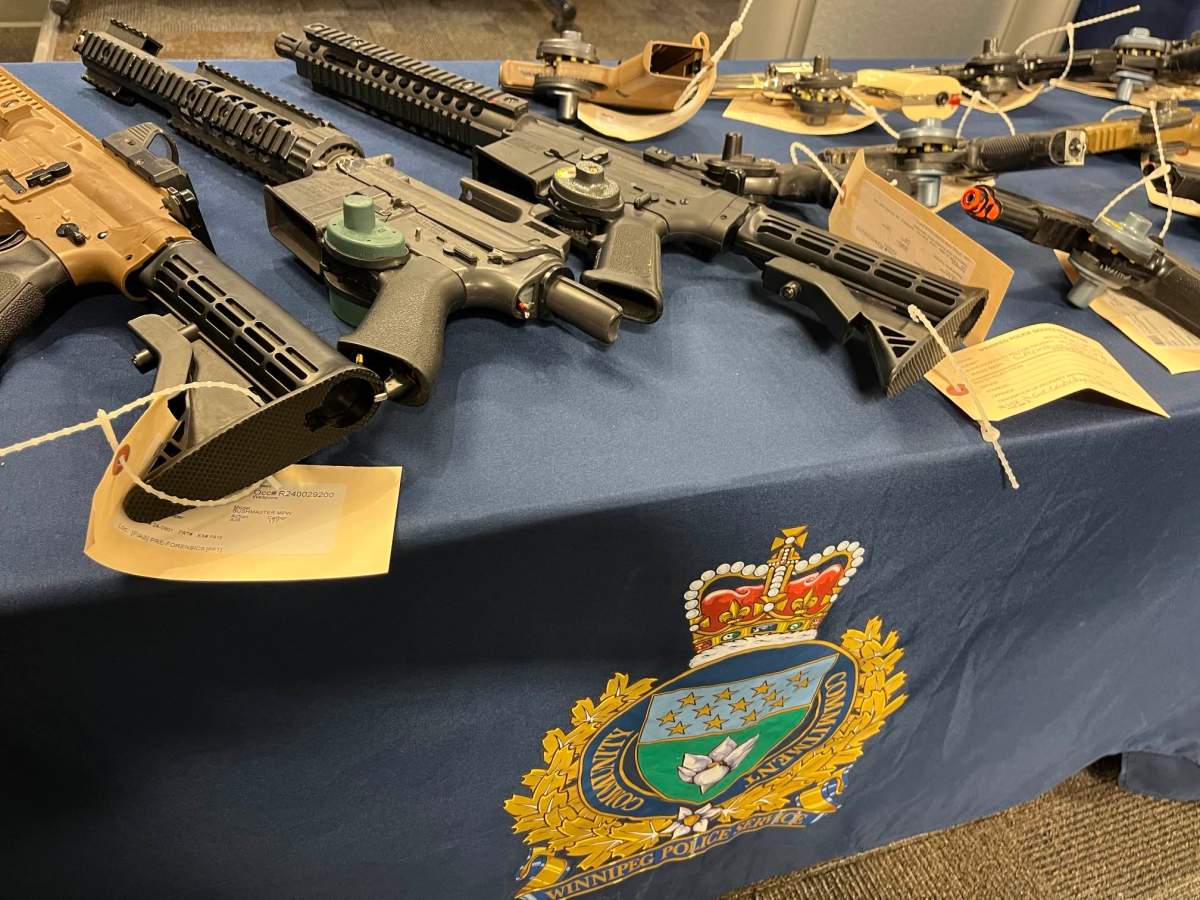 Photo of firearms seized in Winnipeg police raid on June 26, 2024