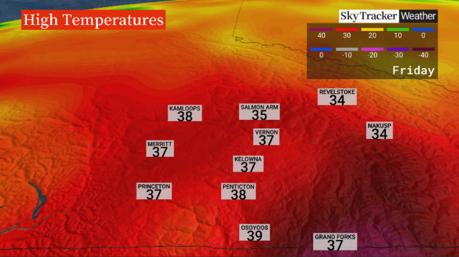 Mid-to-upper 30 degree heat returns to end the week and head into August long weekend.
