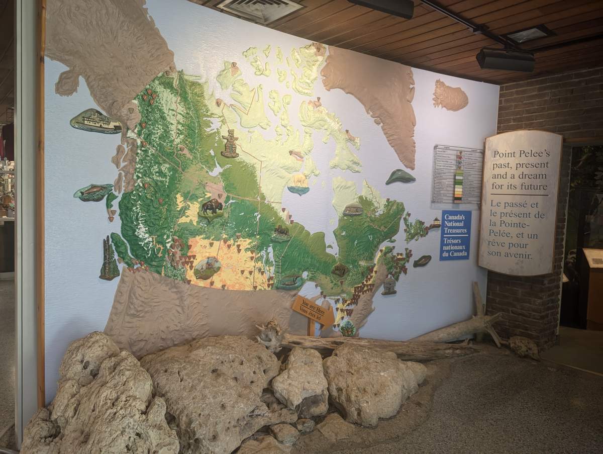 A map of Canada at the Visitor Centre at Point Pelee.