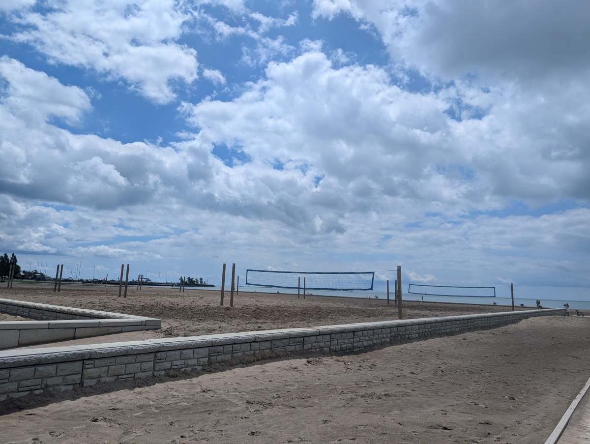 Beach volleyball courts.