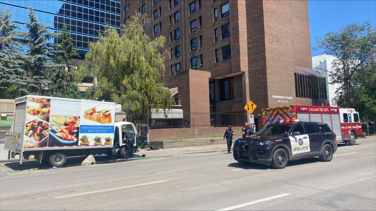 A person was taken to the hospital after crashing their truck into a building. 