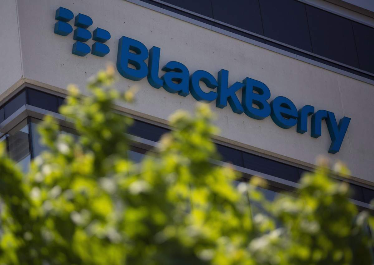 A U.S. court has dismissed three claims made by a former BlackBerry Ltd. employee who alleges the company's chief executive sexually harassed her and then retaliated against her after she reported the behaviour. The Blackberry logo located in the front of the company's B building in Waterloo, Ont. on Tuesday, May 29, 2018. 