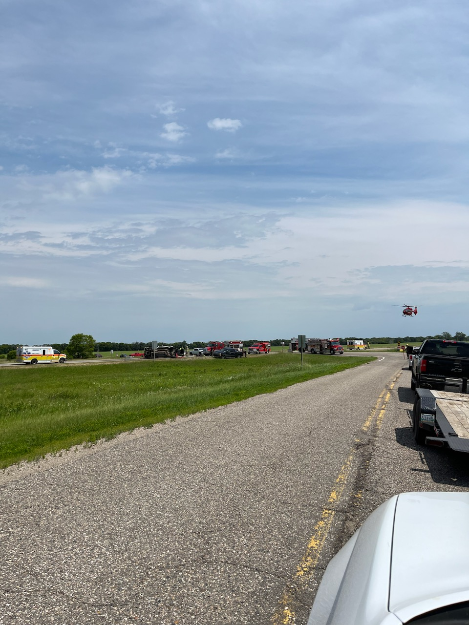 Manitoba RCMP and STARS air ambulance have been sent to the scene of a crash on the Trans-Canada Highway about 20 kilometres east of Carberry on Wednesday.