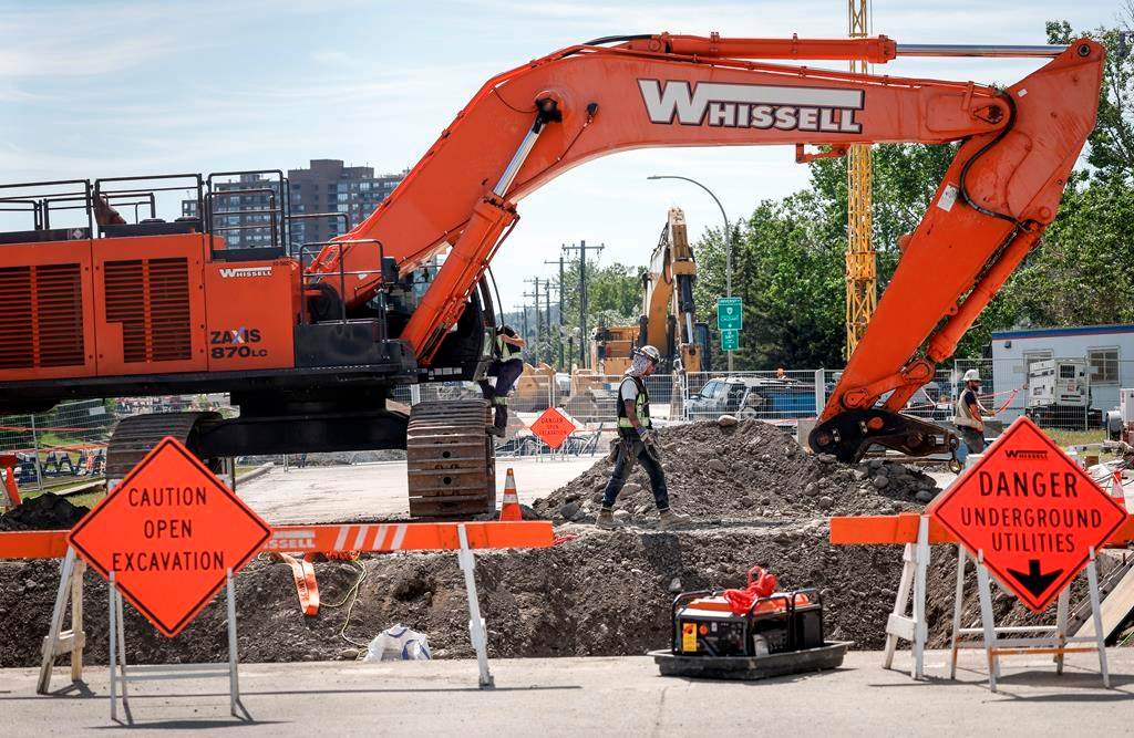 Crews continue to work to repair a major water main break and five other weak spots in Calgary, Saturday, June 22, 2024. The condition of infrastructure across the country is dire and action needs to be taken now to prevent the kind of massive water main break that continues to plague Alberta's biggest city, says the president of the Federation of Canadian Municipalities.
