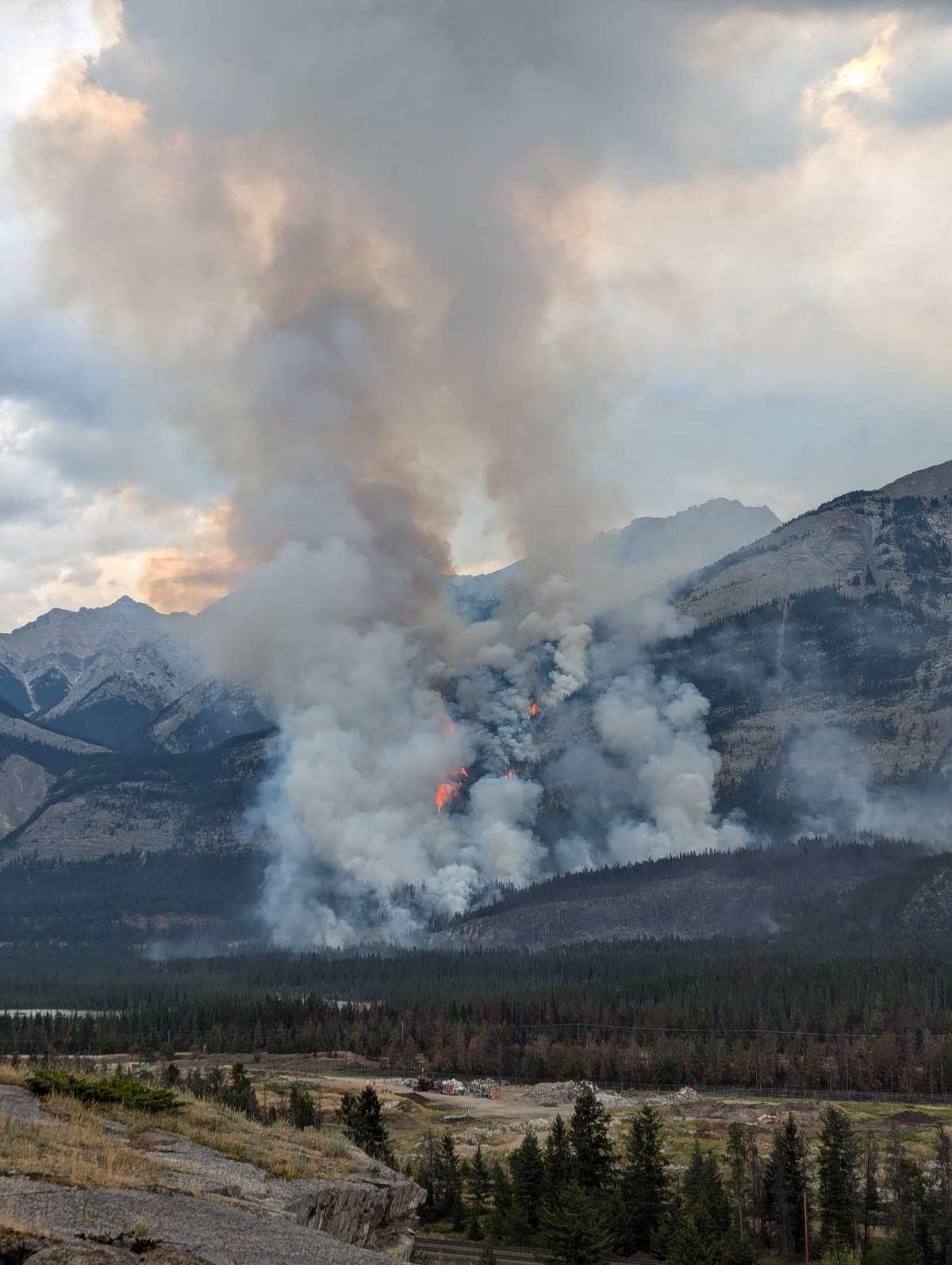 Wildfire burning in Jasper National Park on Aug. 13, 2024.