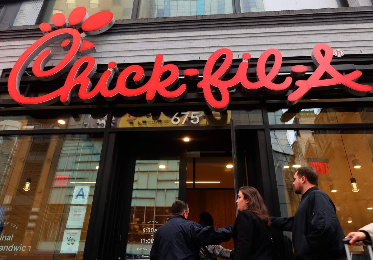 A Chick-fil-A sign.