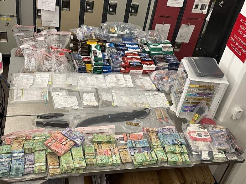 Cash, drugs and illegal tobacco Edmonton police said was seized from Bibi 16 Convenience Store, located at 10562 96 St. in July 2024.