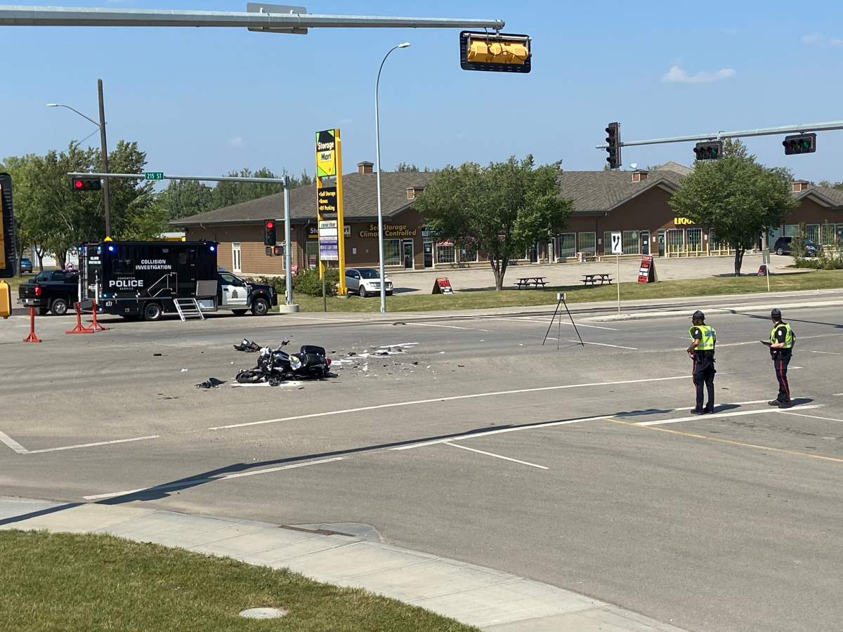 A serious collision occurred between a motorcycle and transport truck on Winterburn Road at 115th Avenue on Friday, August 9, 2024.