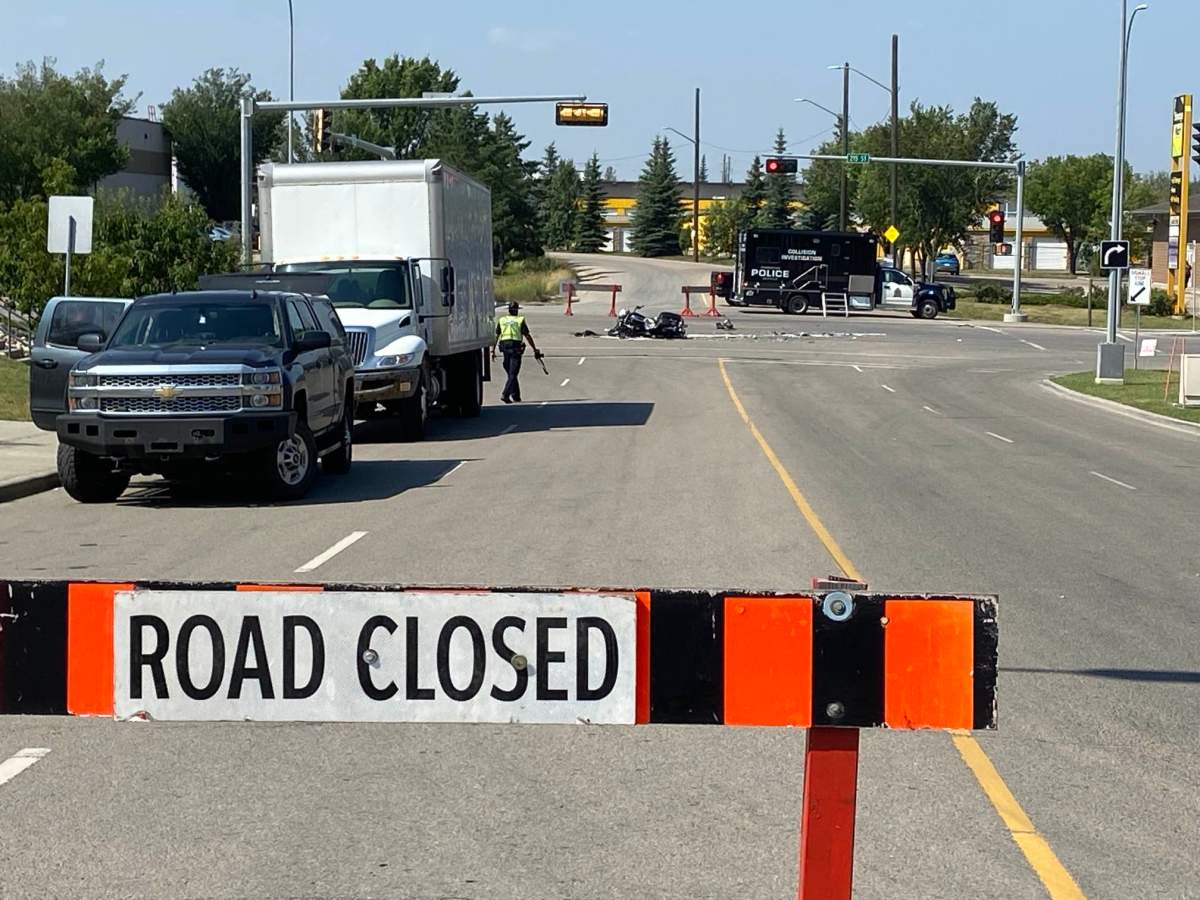 A serious collision occurred between a motorcycle and transport truck on Winterburn Road at 115th Avenue on Friday, August 9, 2024.