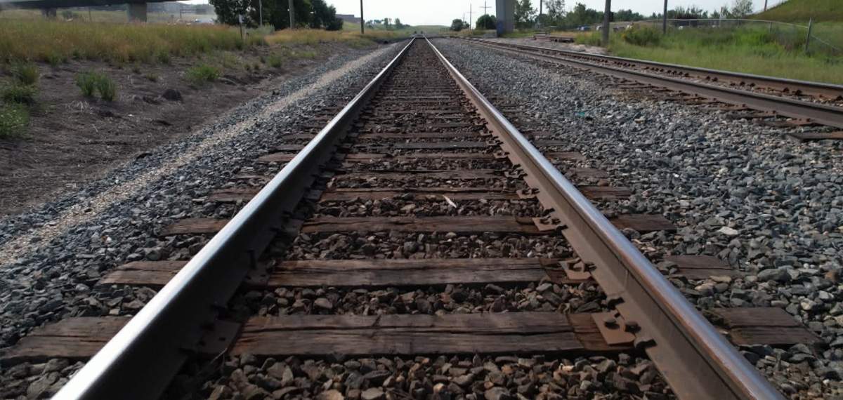 A train track near Calgary, Alta. on Monday, August 12, 2024.