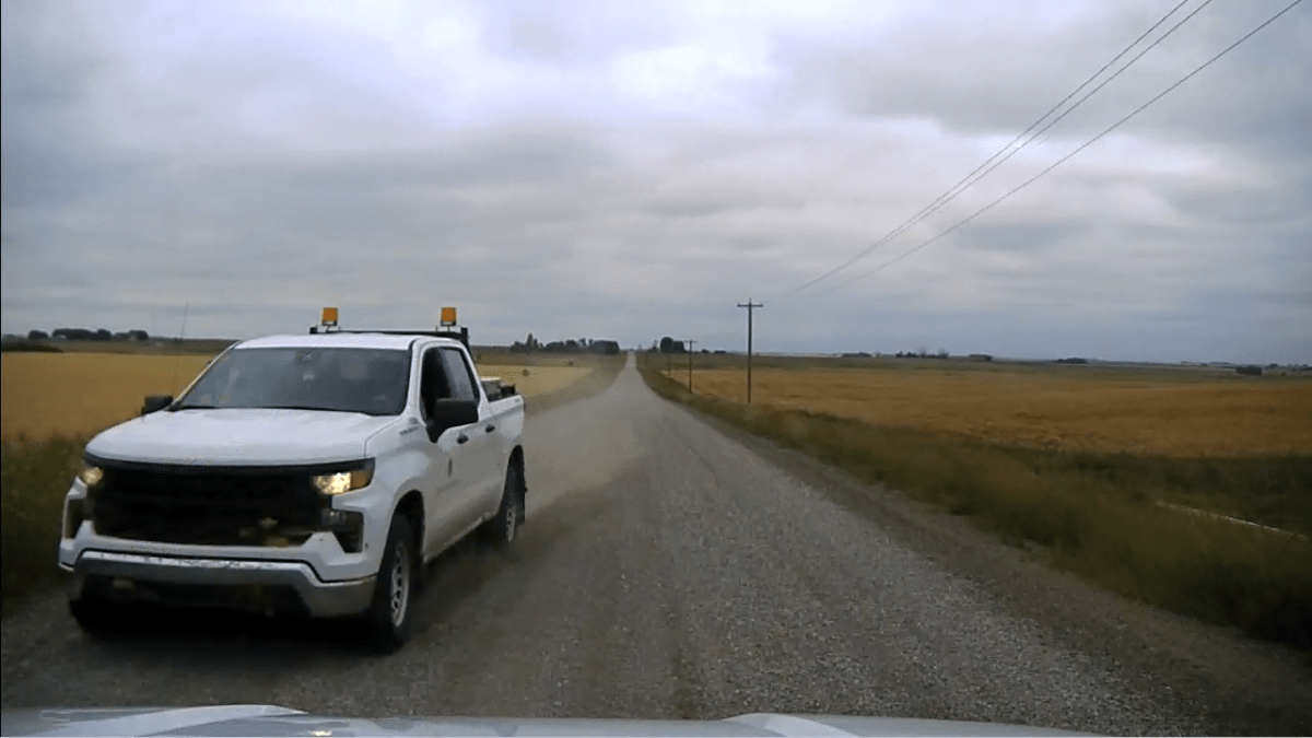 Police said officers from the Strathmore RCMP detachment were called to a shooting on Aug. 6, 2024 in the area of Range Road 282 and Township Road 250 in Rocky View County and found two victims. They believe the suspects fled in a stolen Rocky View County truck.