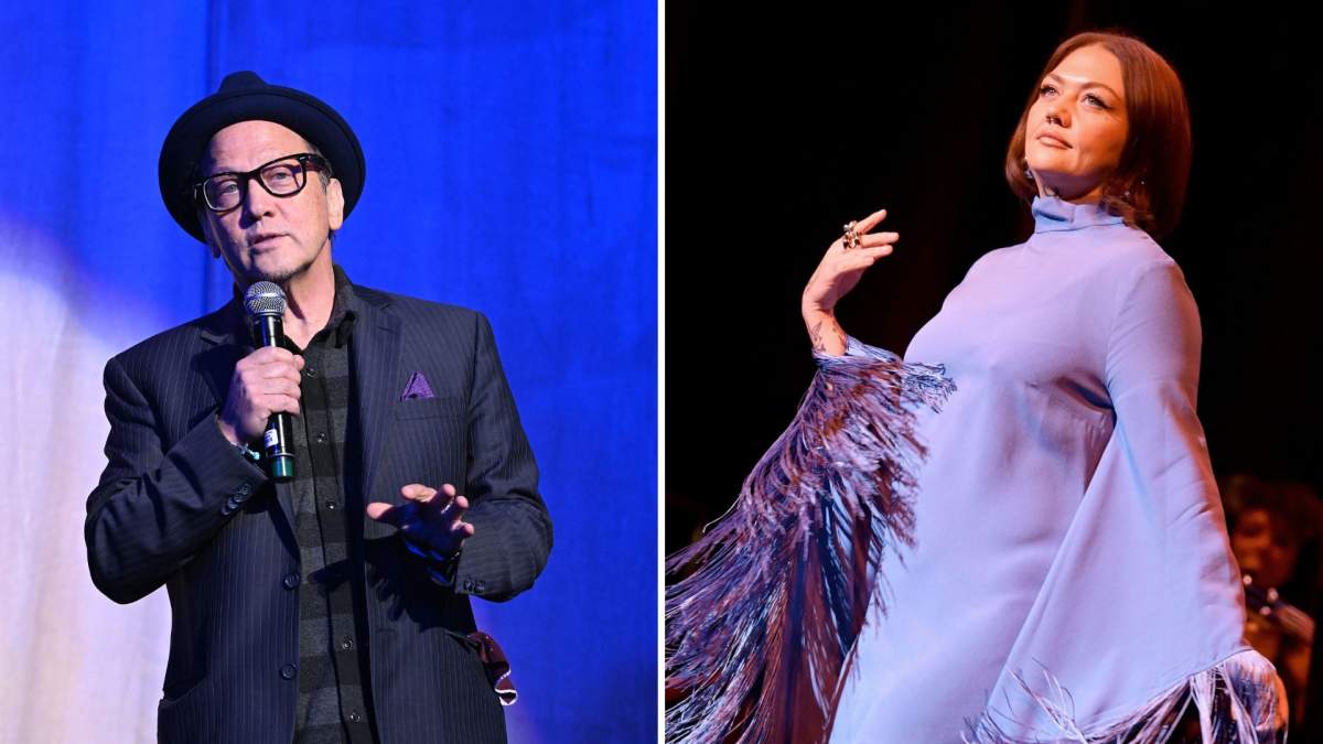 A split image. On the left is Rob Schneider. On the right is Elle King.