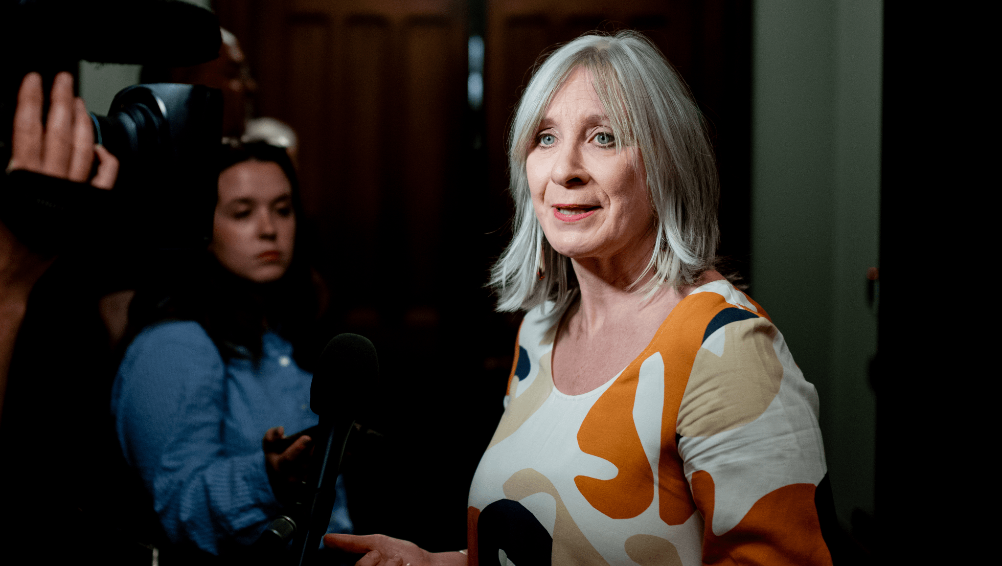 Indigenous Services Minister Patty Hajdu speaks to reporters following a cabinet meeting on Parliament Hill in Ottawa, on Tuesday, June 4, 2024. 