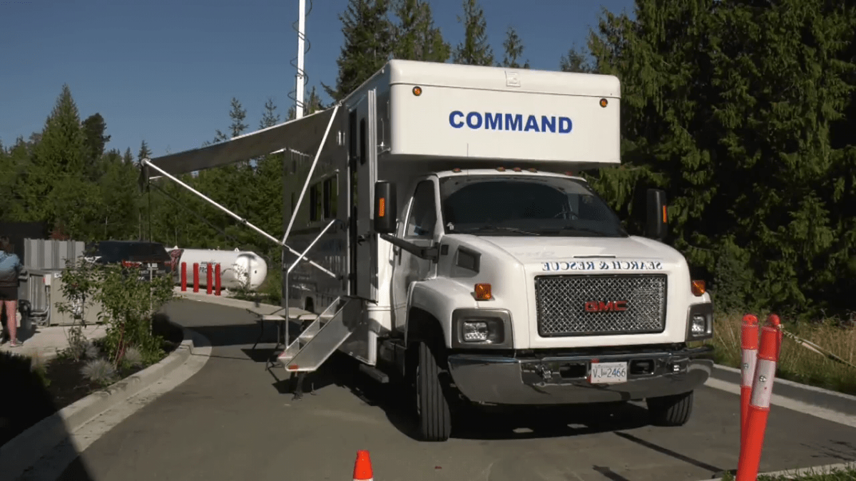 A search and rescue command vehicle seen on Vancouver Island on Friday, Aug. 30, 2024. 