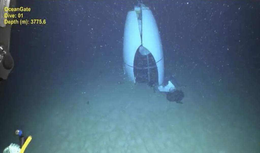 This June 2023 image provided by Pelagic Research Services shows remains of the Titan submersible on the floor of the Atlantic Ocean.