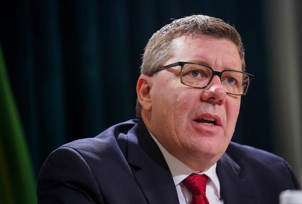 Saskatchewan Premier Scott Moe speaks during a press conference. THE CANADIAN PRESS/Heywood Yu.