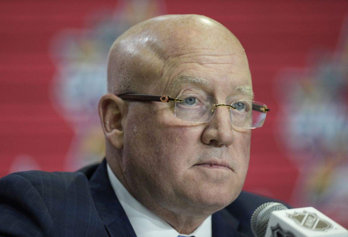 NHL deputy commissioner Bill Daly attends a news conference in Toronto on Friday Feb. 2, 2024.