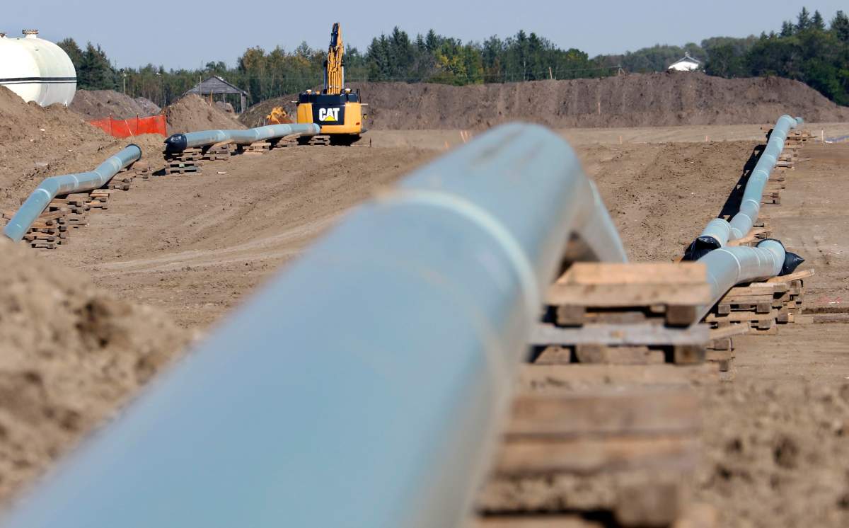 File photo of pipeline construction for a line to transport heavy oil bitumen and diluent near Fort Saskatchewan, Alberta on Aug. 30, 2016.