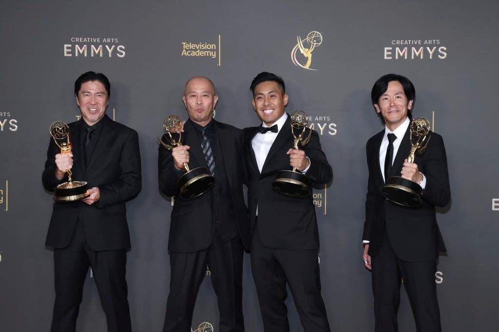 Martin Cochingco and his teammates pose for a photo at the Emmys.