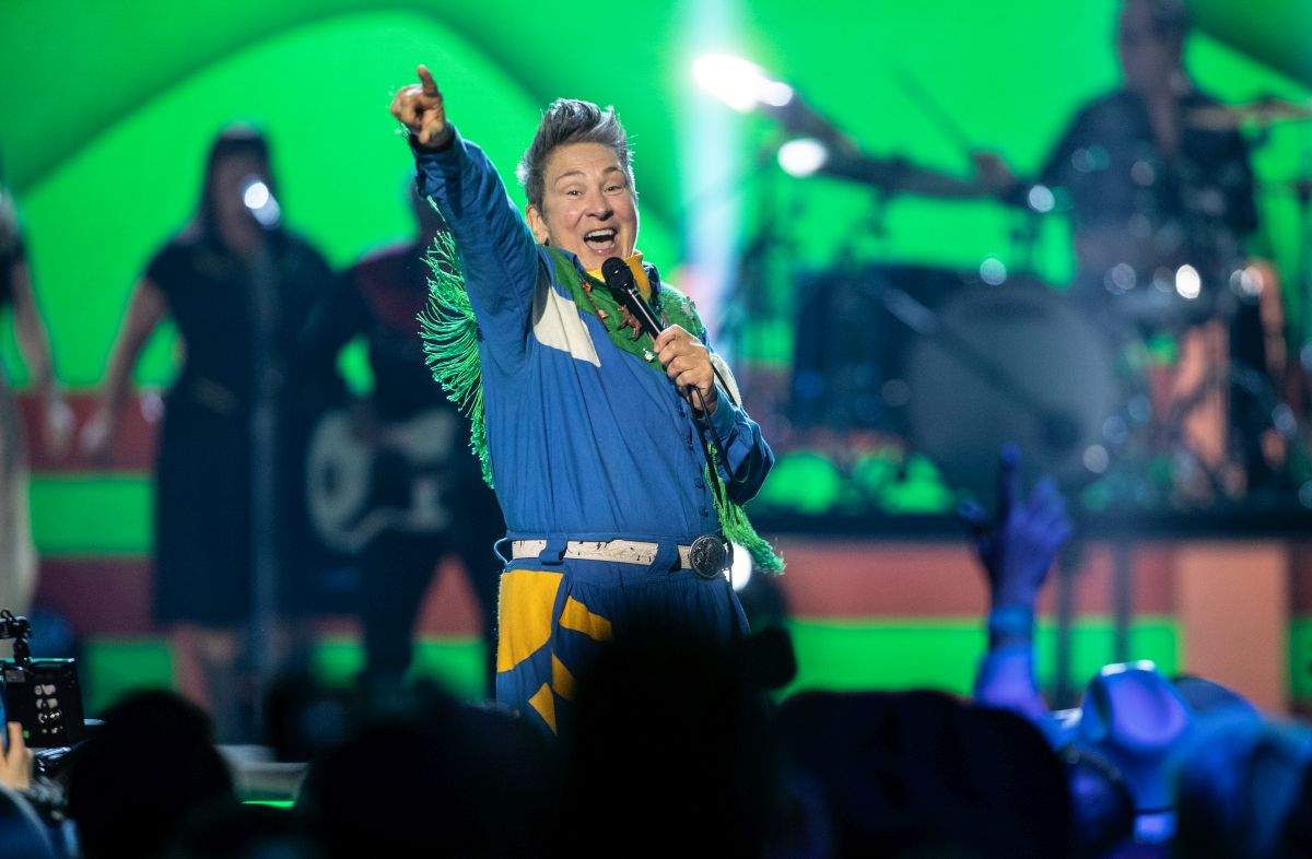 K.D. Lang performs during the CCMA Awards in Edmonton on Saturday, September 14, 2024.