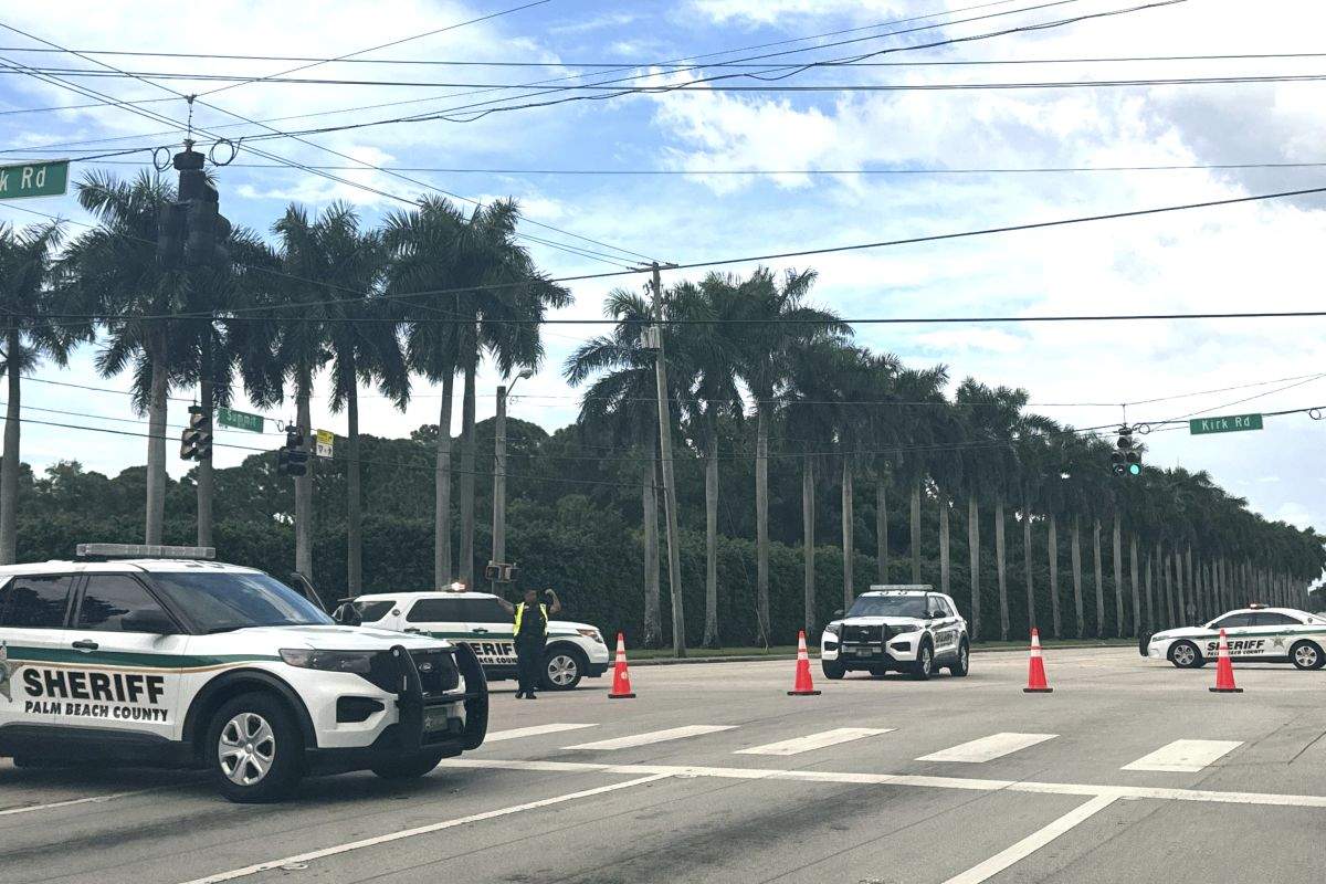 Sheriff vehicles are pictured near Trump International Golf Club, Sunday. Sept. 15, 2024, in West Palm Beach, Fla., after gunshots were reported in the vicinity of Republican presidential candidate and former U.S. President Donald Trump.