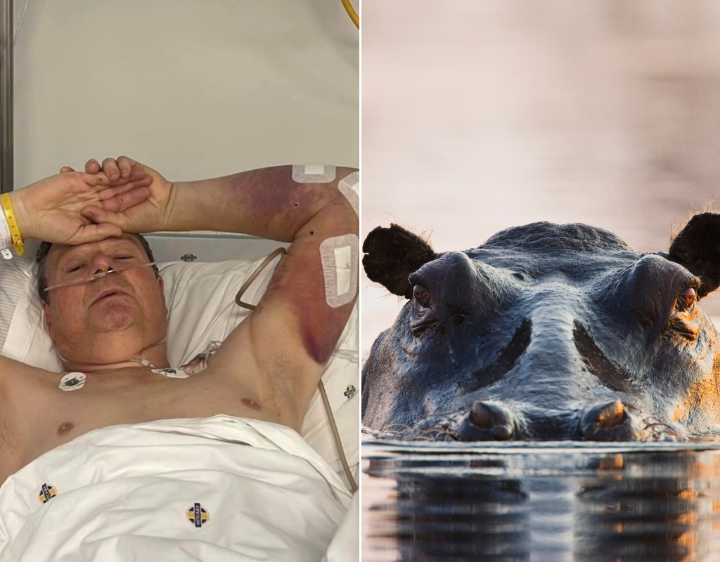 Roland Cherry was on a canoe trip with this wife when he was attacked by a hippo.
