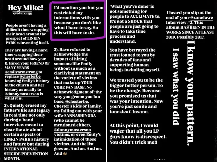 Two Instagram stories, stacked, white text on a black background.