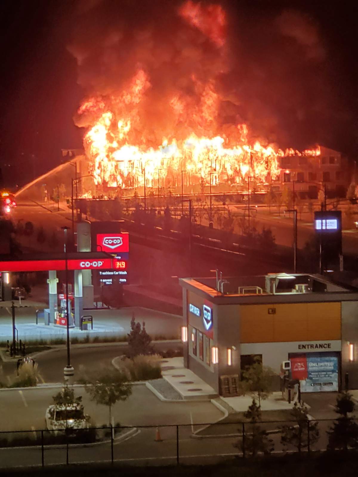 Crews battle structure fire in the area of 35th Avenue and Desrochers Blvd. SW Edmonton Wednesday, Sept. 18, 2024.