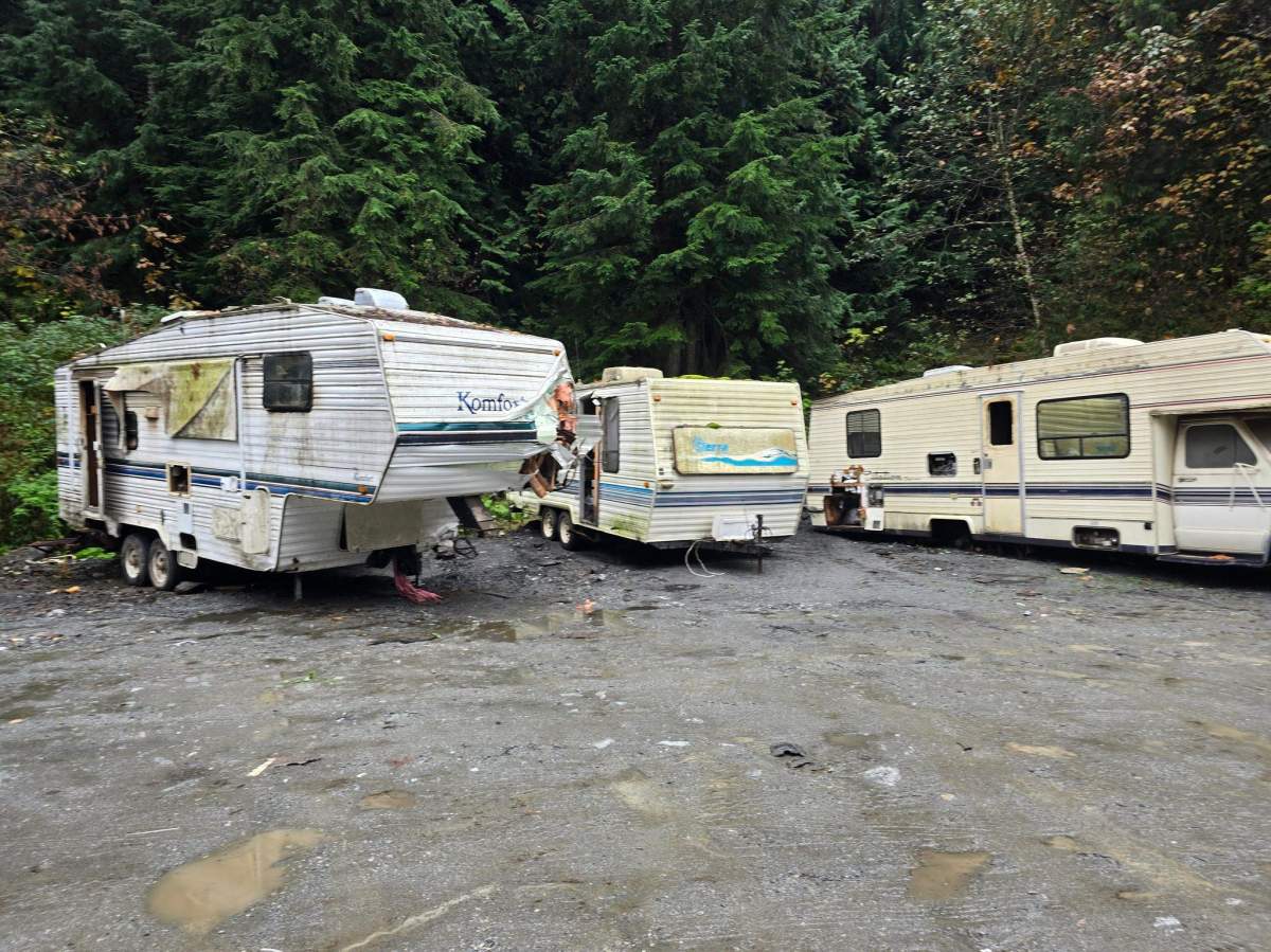 RVs were also dumped in the forested area near Hope.