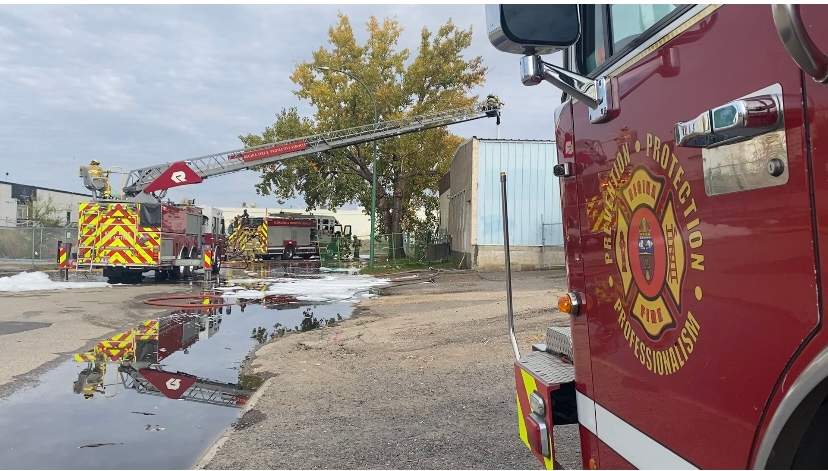 A vacant building on Albert Street North in north Regina caught fire on Sunday, Oct. 13, 2024.