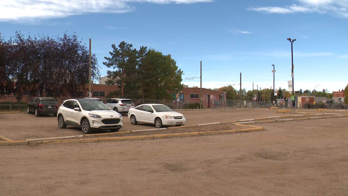 A parking lot across from the Old Strathcona Farmers Market near Gateway Blvd. and Whyte Avenue in Edmonton, Alta. on Tuesday, October 8, 2024.