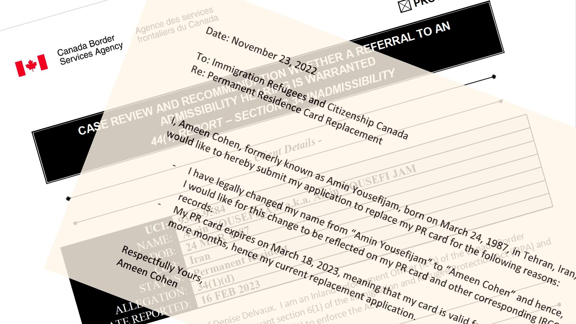 Convicted in the U.S. of Iran sanctions violations, Amin Yousefijam changed his name and asked for a new immigration card as Ameen Cohen.