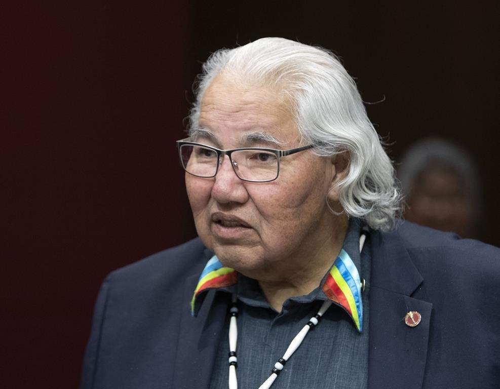 Sen. Murray Sinclair appears before the Senate Committee on Aboriginal Peoples in Ottawa on Tuesday, May 28, 2019. A public memorial honouring Sinclair is scheduled to take place at the Canada Life Centre in Winnipeg on Sunday. THE CANADIAN PRESS/Fred Chartrand.