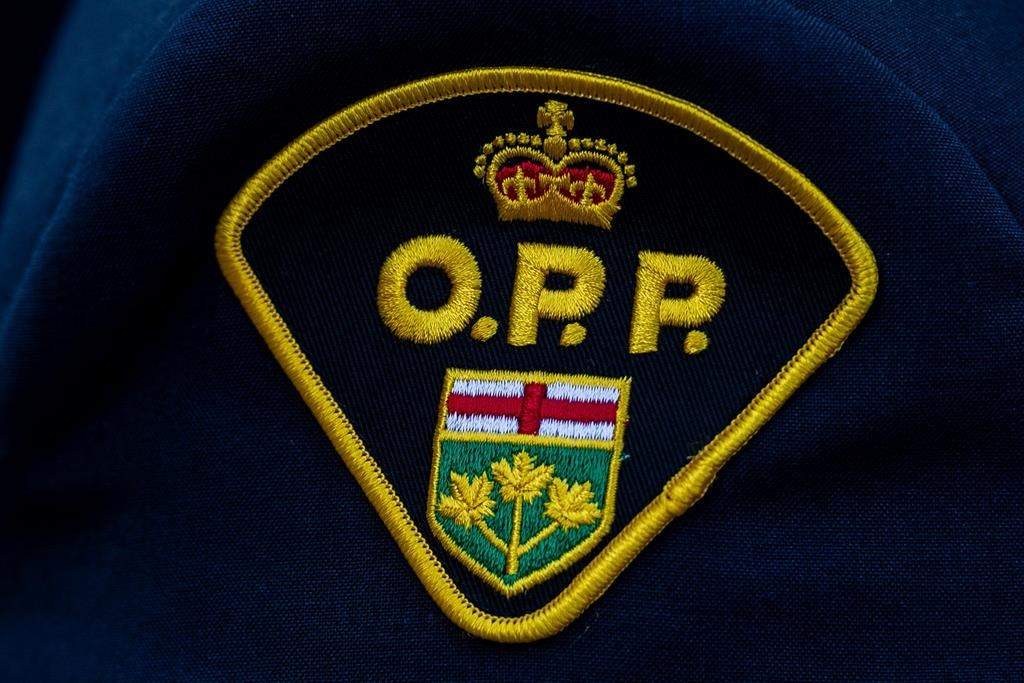 An Ontario Provincial Police (OPP) patch is seen in Ottawa, on Sunday, Sept. 29, 2024.