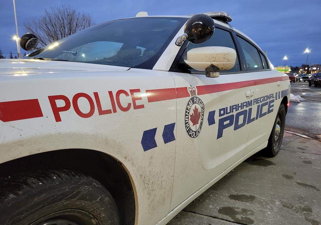 Police in Durham Region say a 47-year-old man was the victim of a homicide, the first in the region in 2025.  A Durham Regional Police car is shown in Bowmanville. 