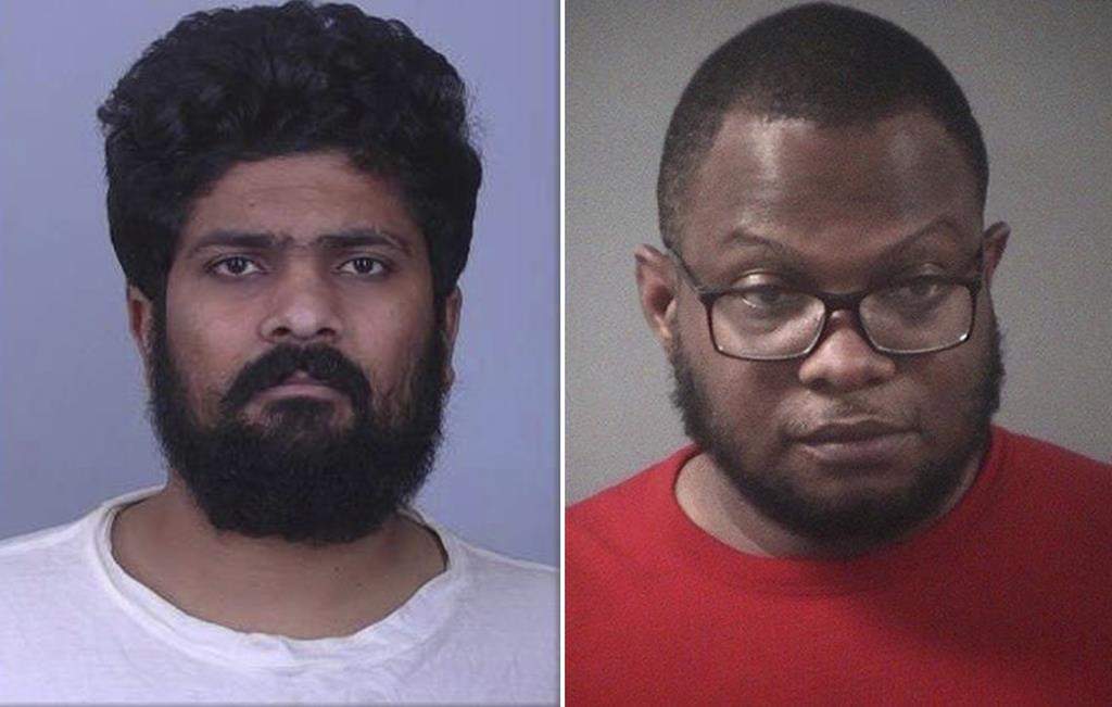 This combination image shows left to right; undated photo released by the Sherburne County Sheriff’s Office shows Harshkumar Patel in Elk River, Minn., and undated photo released by the U.S. Immigration and Customs Enforcement shows Steve Shand.