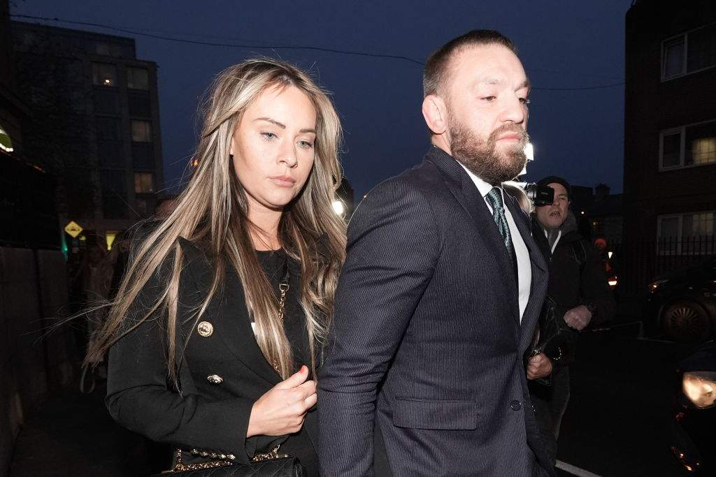 Mixed martial arts fighter Conor McGregor and partner Dee Devlin arrive back at the High Court in Dublin.
