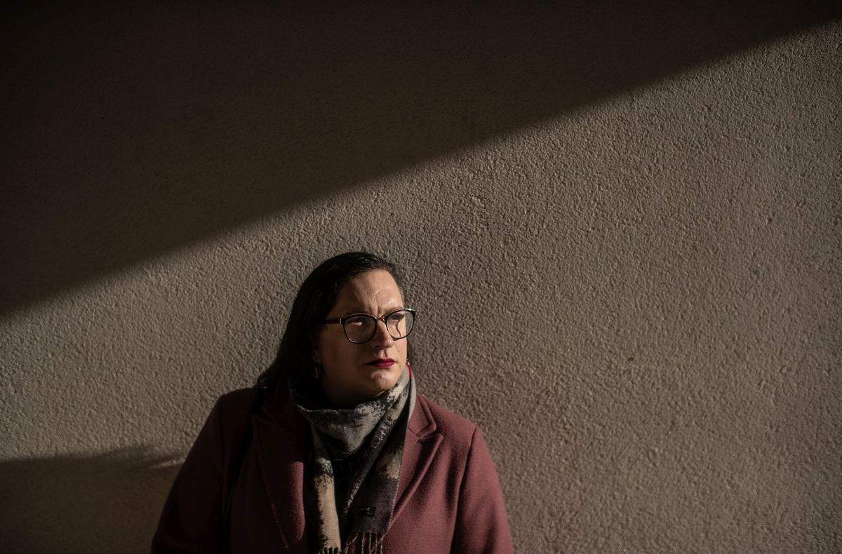 Transgender woman Allison Hadley is pictured in Edmonton on Tuesday, Nov.5, 2024. Hadley is concerned and confused about a bill Alberta's government introduced last week that could ban transgender women from playing against other women in amateur sports.